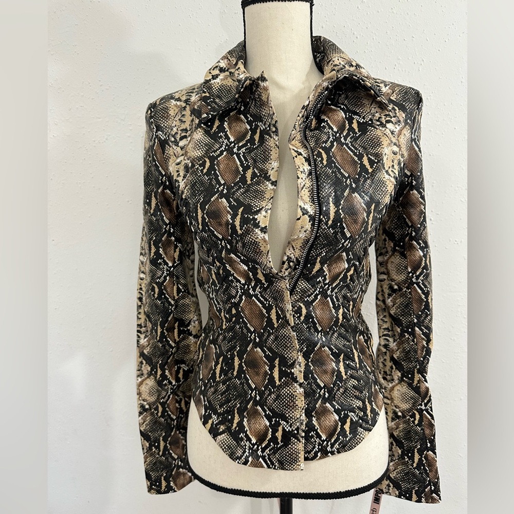 House of CB Snake Print Leather Jacket